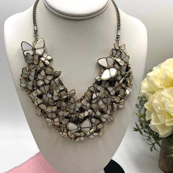 Kate Spade New York Papillon Faux Pearl Inlay Butterfly Bib Statement‎ Necklace